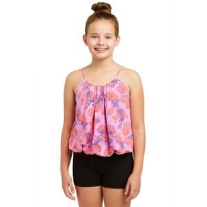 Tucker + Tate Girl's Tropical Floral Blouse Tank Top Size XL 14/16 Pink Purple